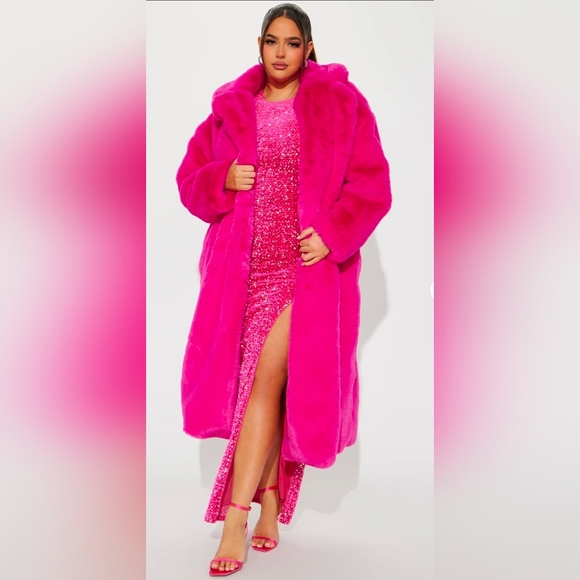 Vibrant Pink Faux Fur Coat Sz 2xl - Picture 2 of 4